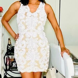 Woven crochet back out dress